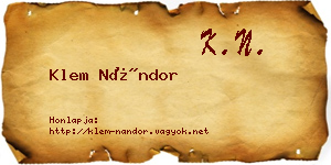 Klem Nándor névjegykártya