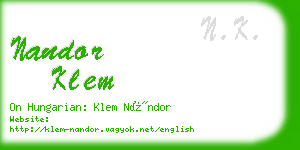 nandor klem business card